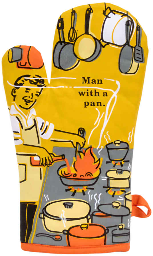 Man With a Pan Oven Mitt