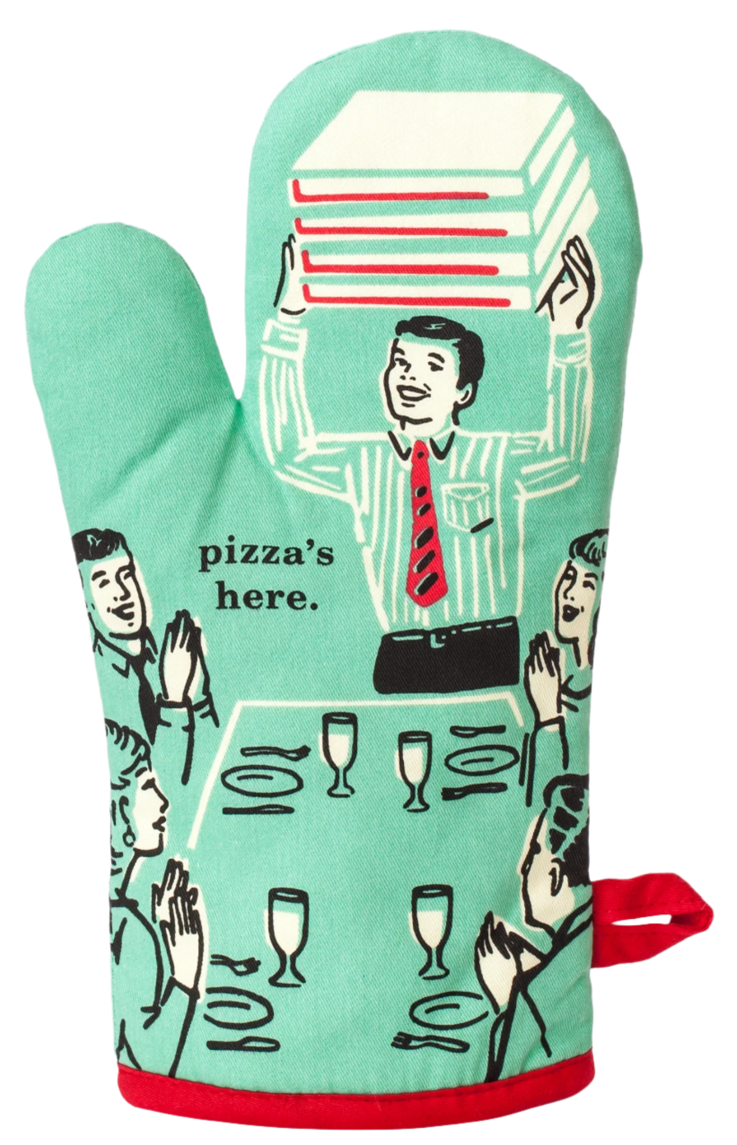 Pizza's Here Oven Mitt